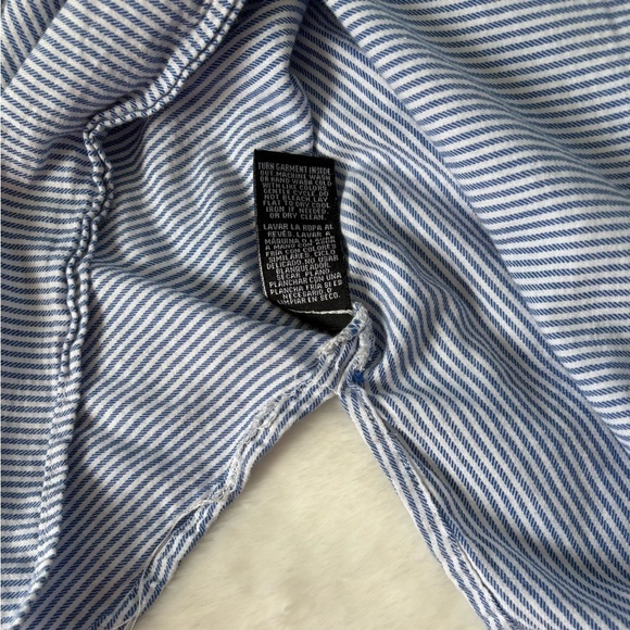 Zoe & Rachel Blue/White Stripes Bell Sleeves Cotton Plus Size Blouse Top, Sz: 1X - Picture 8 of 11